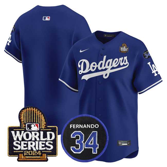 Men's Los Angeles Dodgers Blank Royal 2024 World Series With Fernando Memorial Patch Limited Stitched Baseball Jersey,We sell and wholesale Men's Los Angeles Dodgers Blank Royal 2024 World Series With Fernando Memorial Patch Limited Stitched Baseball Jersey on line form chian!
